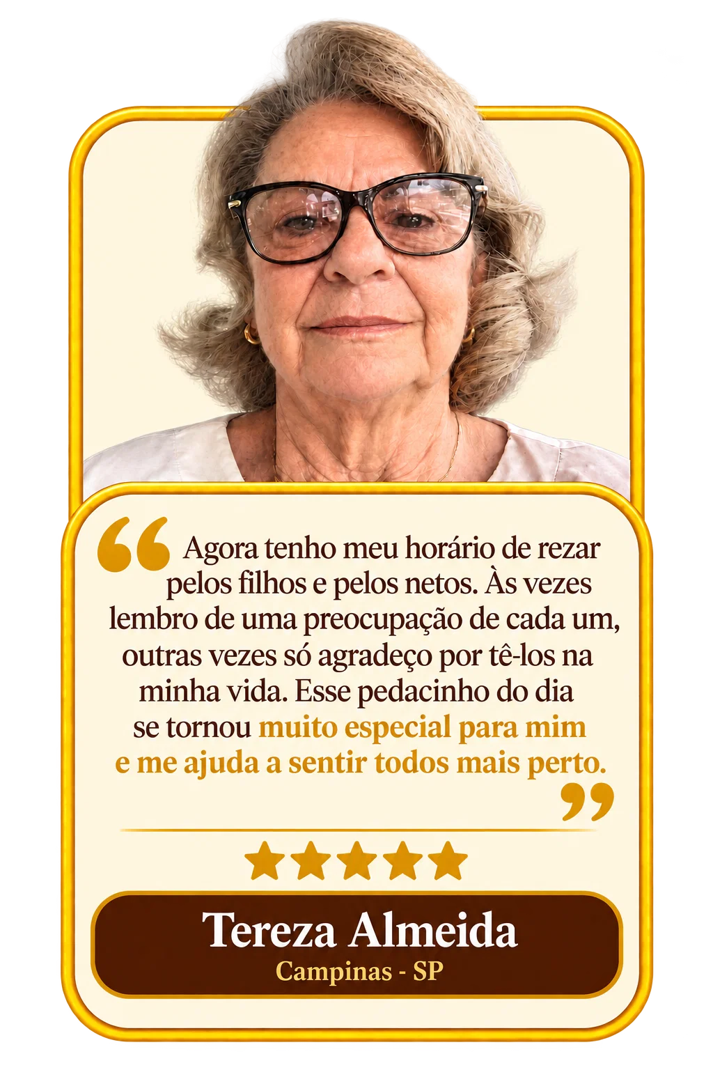 Depoimento de Tereza Almeida sobre a jornada de oração com Padre Sergio