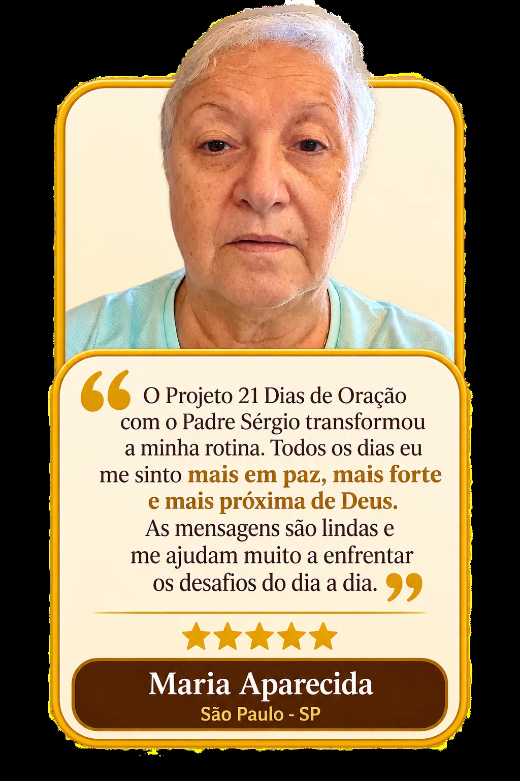 Depoimento de Maria Aparecida sobre a jornada de oração com Padre Sergio
